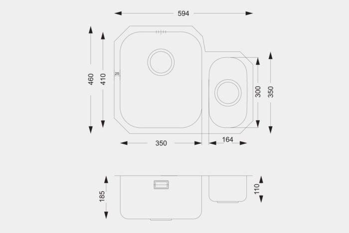 UM0001/2LH Steel Sink - Image 2