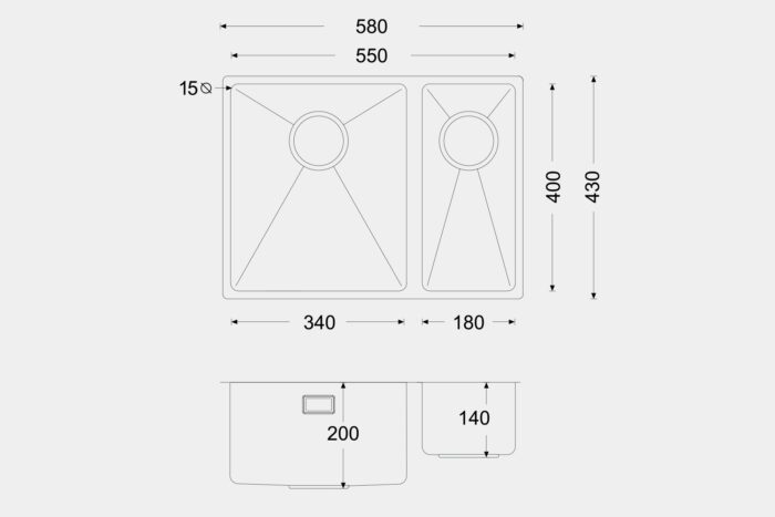 SR1507LH Steel Sink - Image 3