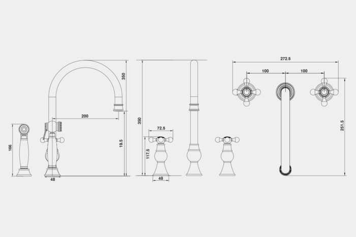 HS135 - Traditional taps 3 HOLE MIXER - Image 5