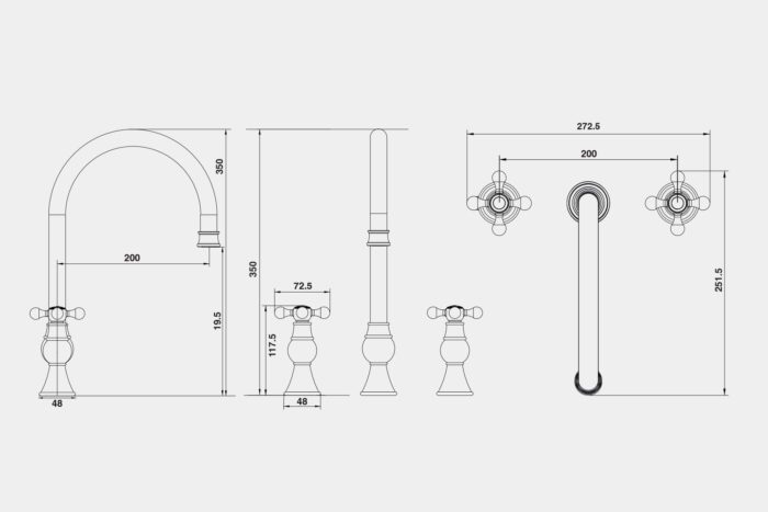 HS135 - Traditional taps 3 HOLE MIXER - Image 4