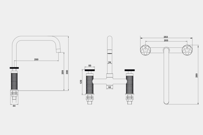 HS150 - Quilt Bridge Mixer Taps TWIN LEVER MIXER - Image 4